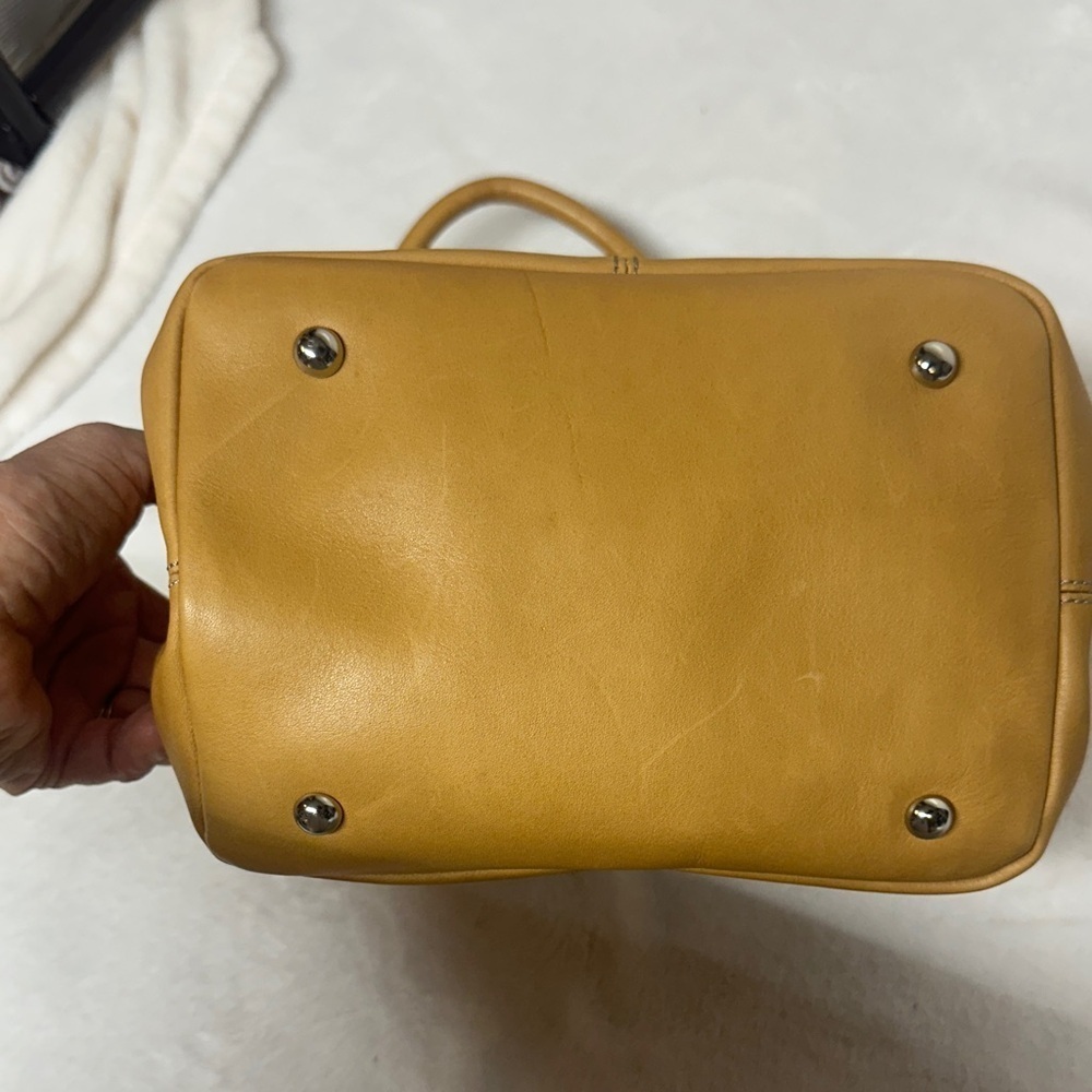 Tignanello Mustard Leather Satchel with Buckle Details - Picture 3 of 15